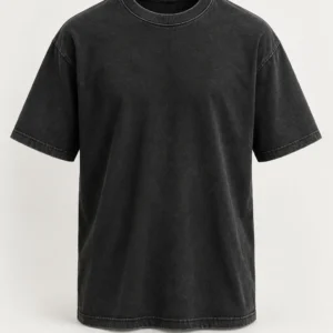 Washed black Essential Relaxed Tee, front view